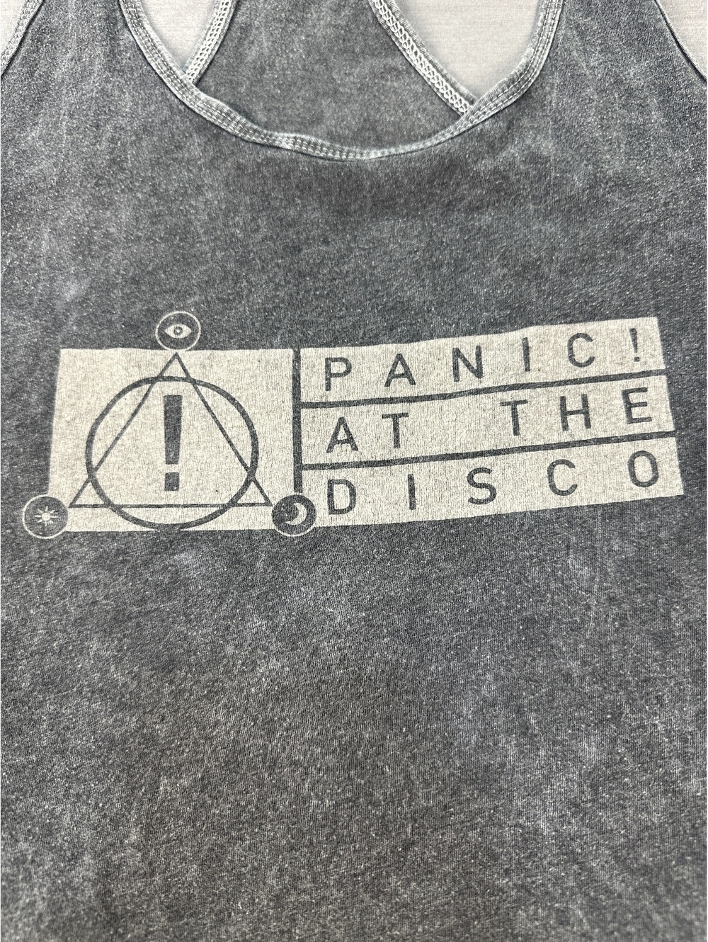 Panic! At The Disco Women Tank Top XL Black Graphic Cotton Polyester